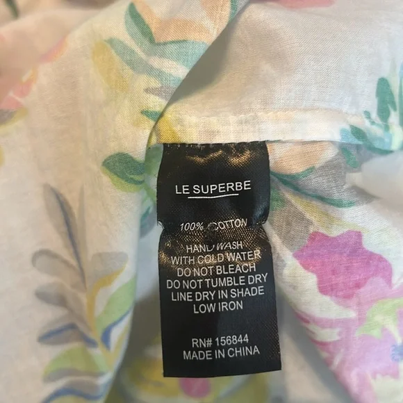 LE SUPERBE Tropi Cali Fruit Salad Ex-Boyfriend Long Sleeve Shirt Women’s, Size 6 Tops